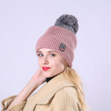 Women Winter Winter Winter Fleece-Lined Color Matching Women's Knitted Wool Hat
