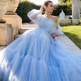 Bohemian Chic Wedding Guest Dress off-Shoulder Mesh Long Wedding Dress Large Swing