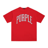 Purple Brand T Shirts Letter Print Hip Hop Men and Women Couple Loose Casual Short Sleeve T-shirt