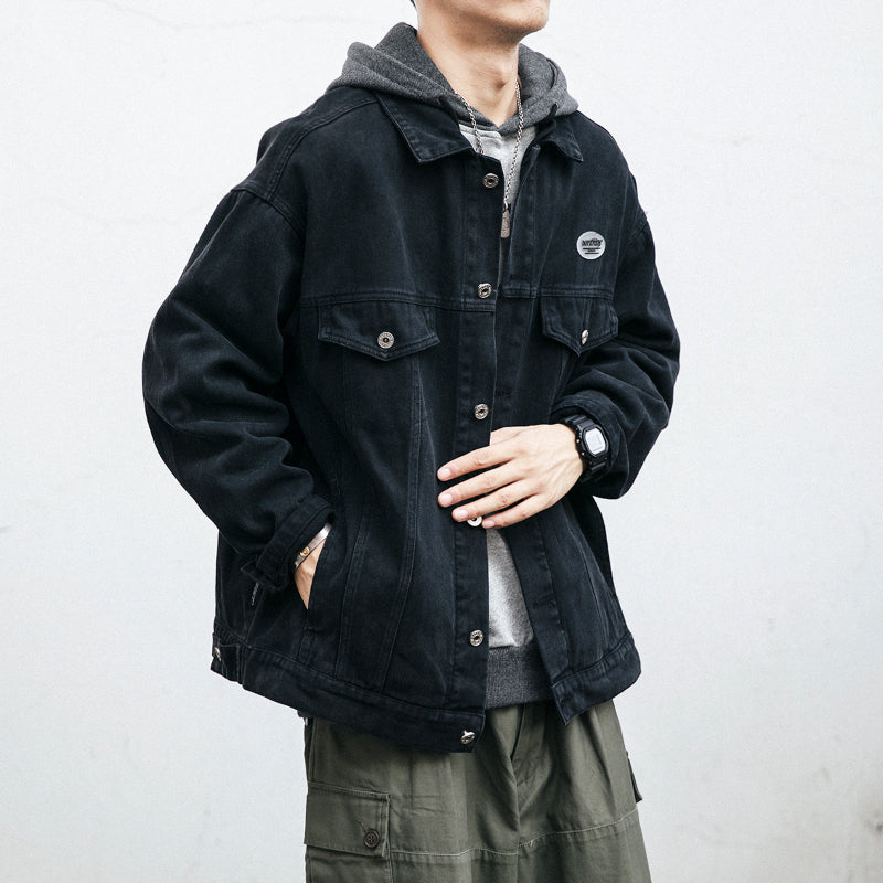 Men Denim Jacket Vintage Denim Jacket Men's Autumn and Winter Leisure Top