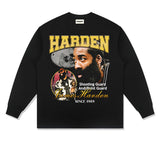 James Harden Shirt Vintage Harden Printed Long Sleeve T-shirt Heavy Loose