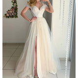 See through Wedding Dress Women's Wedding Dress Lace Long Dress