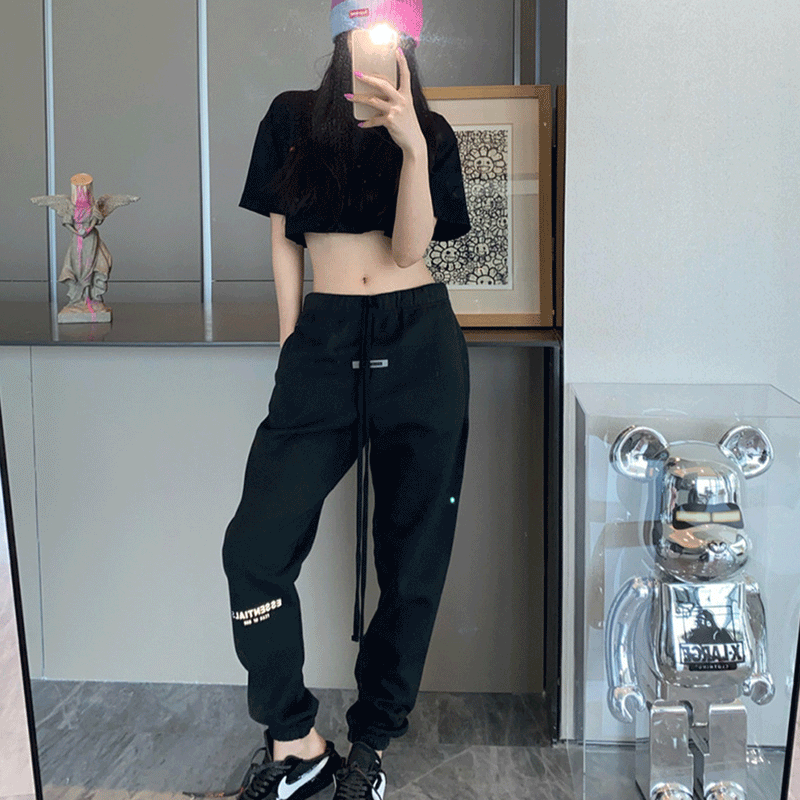 Fog Fear of God Essentials Pant Reflective Trousers Fleece-Lined Couple Embroidered Sweatpants