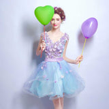 Women'S Evening Dress Ball Gown Princess Quinceanera Wedding Dresses Blue Deep V Sexy Fashion Long Evening Dress Banquet Performance Tulle Tutu Dress