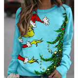 Grinch Hoodie Women's Christmas Tree Printed Sweater