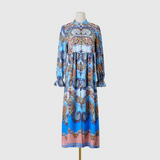 Nina Parker Graffiti Dress Single-Breasted Waist-Controlled Long Sleeves Dress