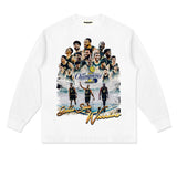 Stephen Curry Shirt Curry Winning Series Long-Sleeved T-shirt Loose Heavy Distressed Cotton round Neck