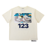 Preppy Aesthetic T Shirt Retro Loose round Neck Short Sleeve Men's T-shirt