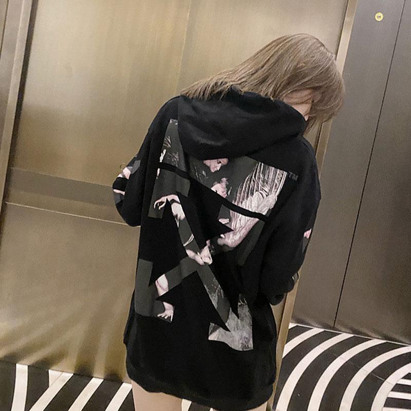 Off Ow Arrow Print Cotton Hooded Sweater for Men Owt hoodie