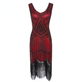 1920s Dress Vintage Sequined Tassel Dress Beaded Tassel Dress