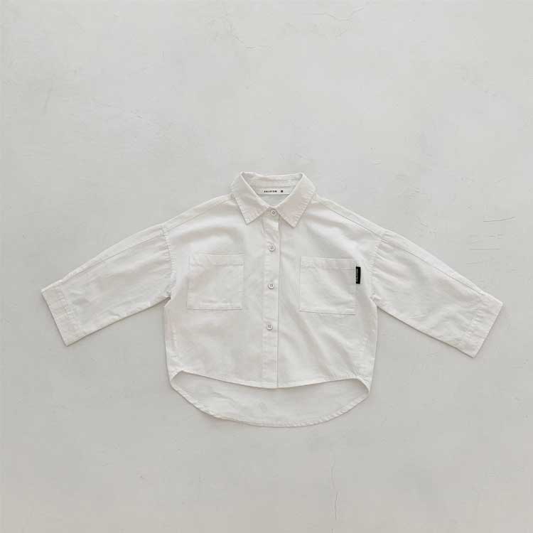 Spring Tops Children's Long-Sleeved Shirt Solid Color Casual Top