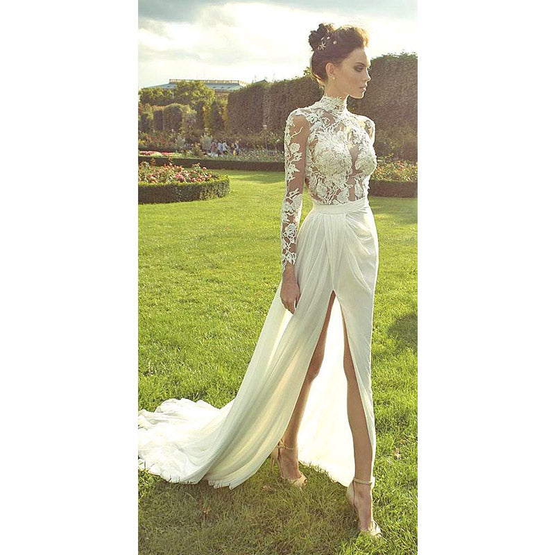 Formal Dresses & Gowns Summer Women's Dress Sexy Lace Long Sleeve See-through Dress