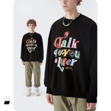 Preppy Aesthetic Sweatshirt Men's Clothing Autumn Printed Loose Sweatshirt Men's