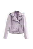 Leather Biker Coat Gothic Leather Jacket Women Pu Jackets Jacket Fall Winter Fashion Splicing Coat