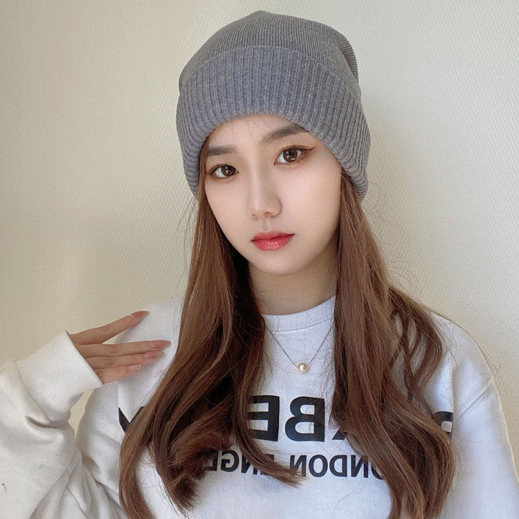 Toboggan Hat Knitted Woolen Cap Women's Autumn and Winter