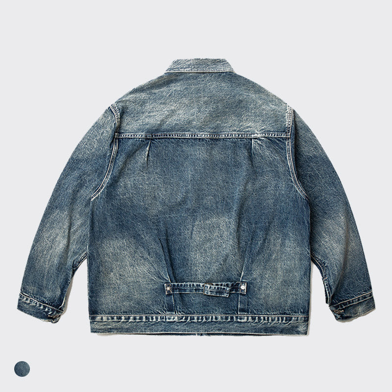Paisley Denim Jacket Men's Loose Denim Jacket Coat Men's