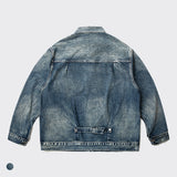 Paisley Denim Jacket Men's Loose Denim Jacket Coat Men's