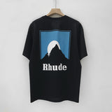 Rhude T Shirt Limited Rhude Snow Mountain Sunset Sunset Printing