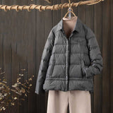 Women Winter Coats Puffer Jacket Down Coat Lightweight Down Jacket Fall Winter Fashion Casual Loose White Duck Down Shirt Collar Coat