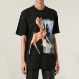 GVC T Shirt Deer and Beauty Pattern Pure Cotton Loose Short Sleeve T-shirt Men