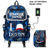 Stranger Things Backpack Printed Backpack USB Charging Schoolbag Computer Bag