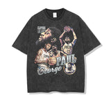 Paul George Shirt Paul George Clippers Printed Pattern Short Sleeve T-shirt Street Basketball