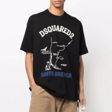 Dsq2 T Shirt Map Printed Short Sleeve T-shirt round Neck Men and Women