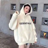 Fog Fear of God Essentials Hoodie Double Line Drop Shoulder Sweatshirt Alphabet plus Velvet Hoodie