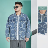 Paisley Denim Jacket plus Size Men's Loose Denim Jacket