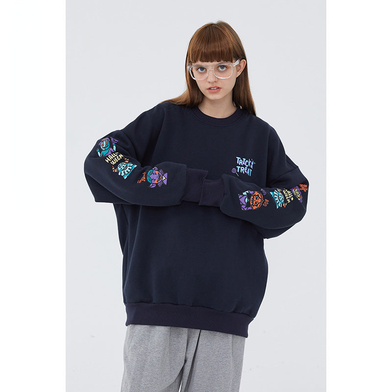 Preppy Aesthetic Sweatshirt Cartoon Vintage Print Men's Coat Autumn