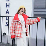 Women Winter Coats Puffer Jacket Down Coat Winter Plaid Stand-up Collar Down Jacket Female Thick White Duck Down