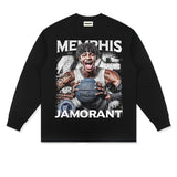 JA Morant Shirt JA Morant Printed Long-Sleeved T-shirt Cotton round Neck Vintage Sports