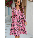 Nina Parker Graffiti Dress Fashionable Pattern Elastic Waist Long Sleeve Dress