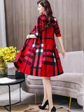 womens long color block plaid check trench coat long lapel coat maxi coat pea coat