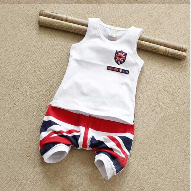 Children Boy Co Ord 2 Piece Set Summer Print Sleeveless Harem Pants Printing Suit
