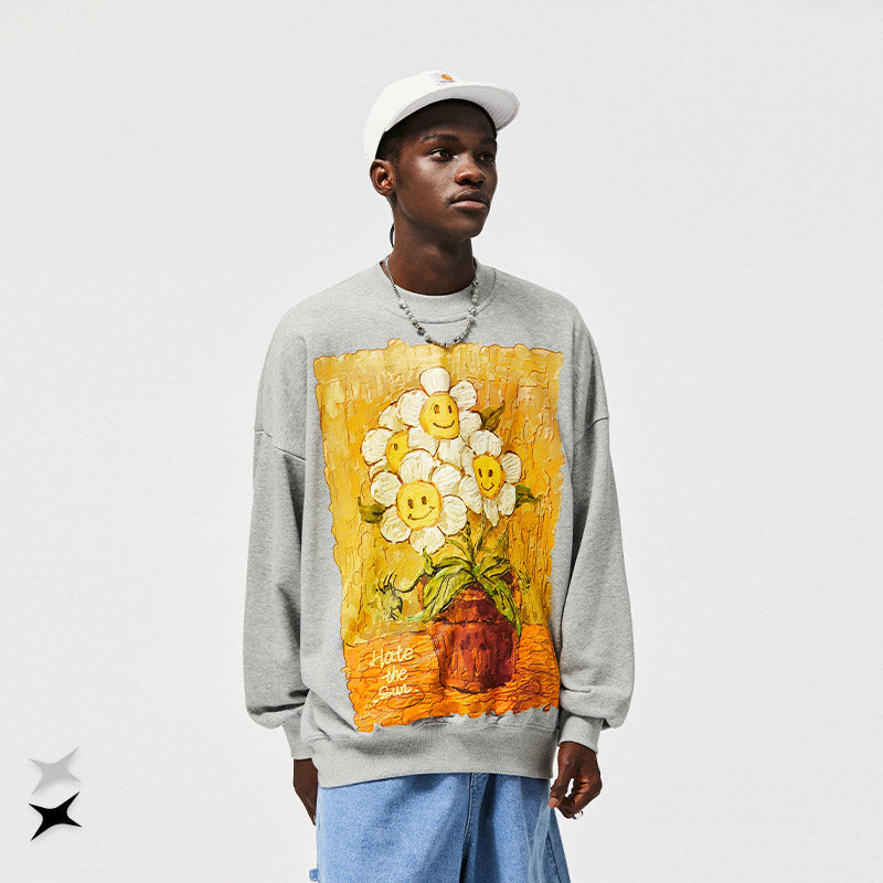 Preppy Aesthetic Sweatshirt Men's round Collar Sweater Autumn Printing