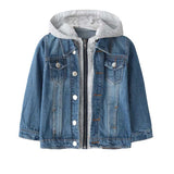 Children Boy Co Ord Spring and Autumn Children's Washed Denim Jacket Hooded Top