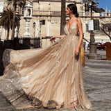 Bohemian Coachella Outfits Sexy V-neck Strap Long Dress