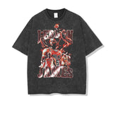 LeBron James Shirt LeBron James Printed Short-Sleeved T-shirt Heavy round Neck Small Neckline Vintage