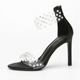 Nude Heels for Wedding Sandals Zipper Stiletto Heels