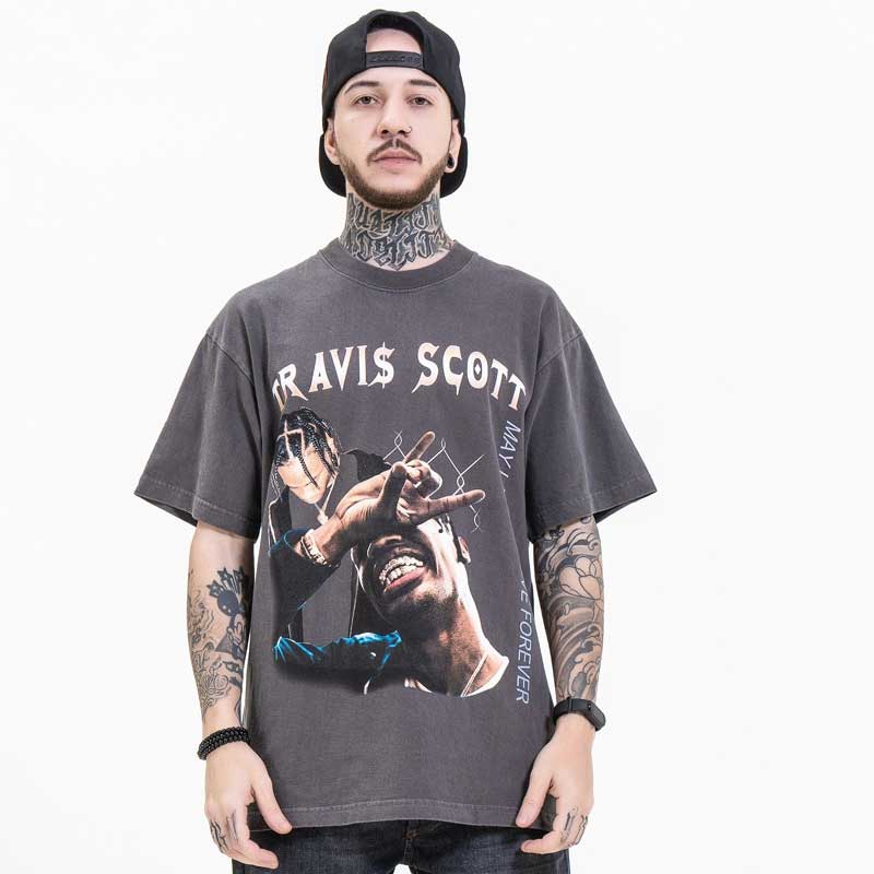 Oversized 90S T Shirt Big Talker Same Style Hip Hop Retro Printed Distressed Short Sleeve T-shirt for Men
