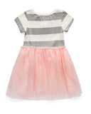 Girl Dress Cute Short Sleeve Striped Pink Dress
