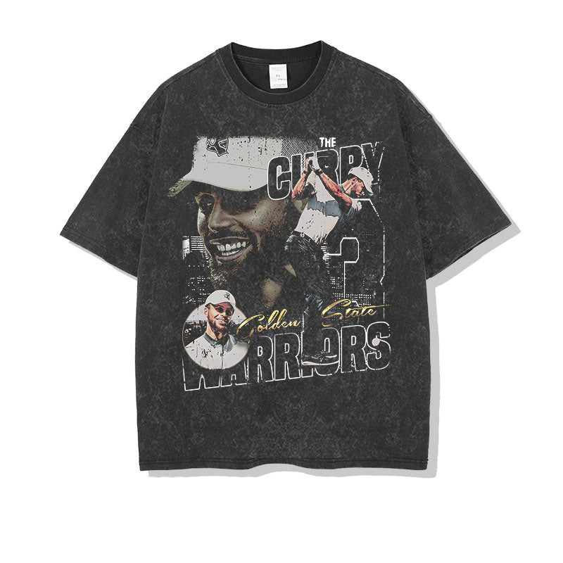 Stephen Curry Shirt NBA Star Curry Short Sleeve T-shirt Loose Hip Hop