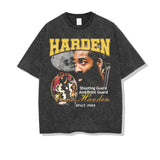 James Harden Shirt Harden Vintage Printed Short Sleeve T-shirt Top Heavy Small Neckline Pure Cotton