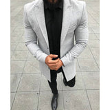 Bohemian Chic Wedding Guest Men Attire Solid Color Suit Collar Long Sleeve Business Gentleman Formal Coat