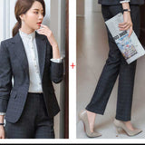 Women's Autumn Uniform Designs Formal Style Office Lady Bussiness Attire Work Suit Autumn and Winter Formal Suit Work Clothes Plaid Suit