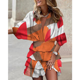 Nina Parker Graffiti Dress Batwing Sleeve Irregular Hem Dress