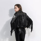 Punk Rock Jacket Rivet Tassel Harley Motorcycle Leather Jacket Coat