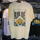 Rhude T Shirt Playing Cards Printed Hip Hop Men and Women Casual Loose