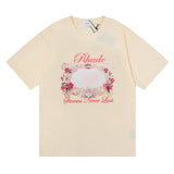 Rhude T Shirt Storms Never Last HD Rose Magic Mirror Men and Women